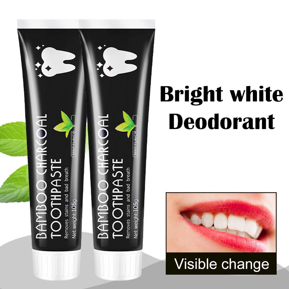 Teeth Whitening Charcoal - 竹炭歯磨き粉、歯のホワイトニング歯磨き粉、黄ばみ除去、歯の汚れ洗浄、フレッシュな口腔ケア