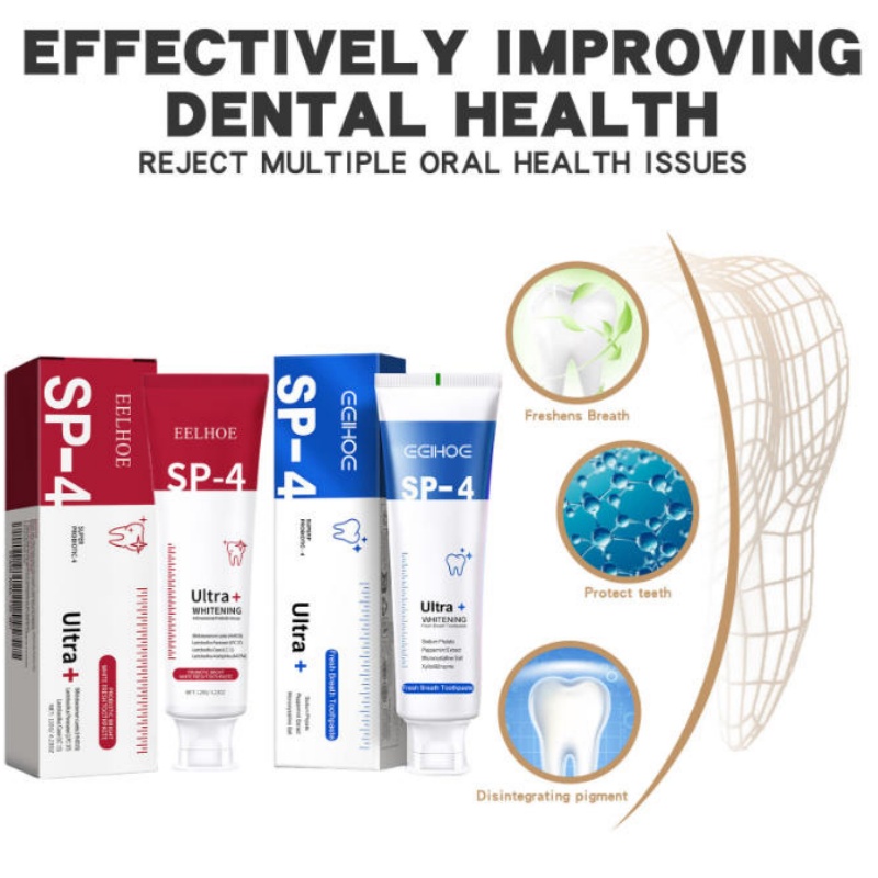 Teeth Whitening Enzymes - SP-4 プロバイオティクス配合のホワイトニング歯磨き粉。歯を白くし、着色を除去。SP4 フレッシュブレス酵素配合歯磨き粉。歯を白くする。