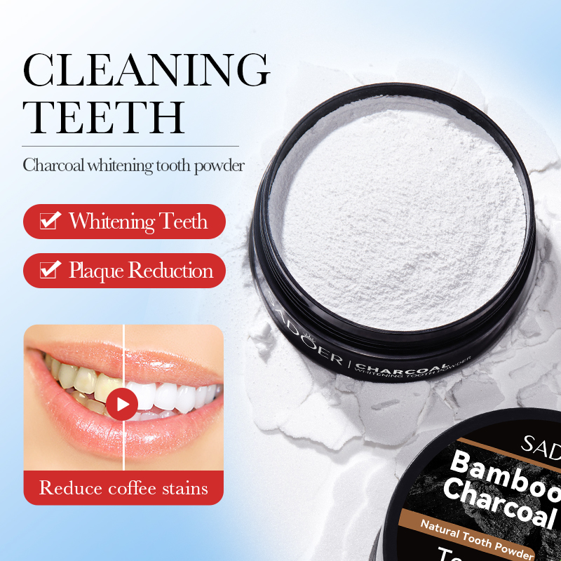 Teeth Whitening Charcoal Powder - 竹炭活性炭ホワイトニング歯磨き粉、息を爽やかにする、黄ばんだ歯をきれいにし、コーヒーの汚れを軽減します
