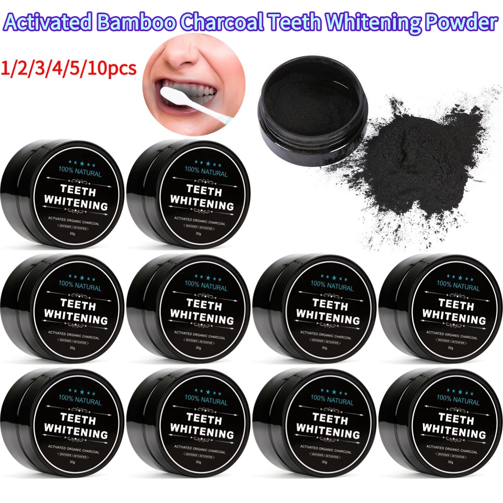 Teeth Whitening Charcoal Powder - 歯のホワイトニングパウダー 天然オーガニック活性竹炭 黄ばみ歯のクリーニング 口臭予防 歯磨き粉 毎日の使用に