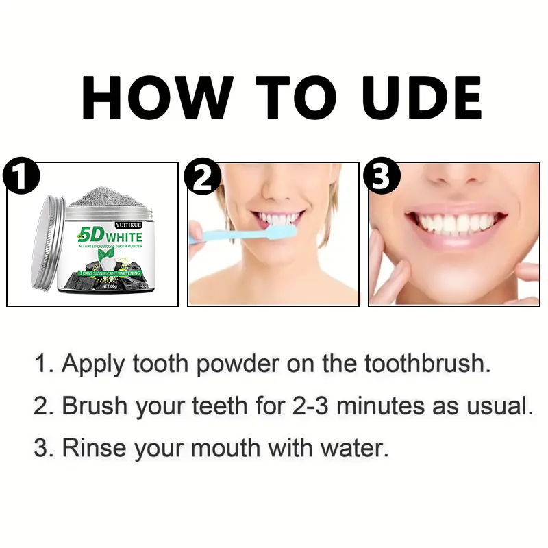 YUlTlKUE 5D ホワイト活性炭歯磨き粉 天然歯のホワ - Teeth Whitening Charcoal のレビューと価格
