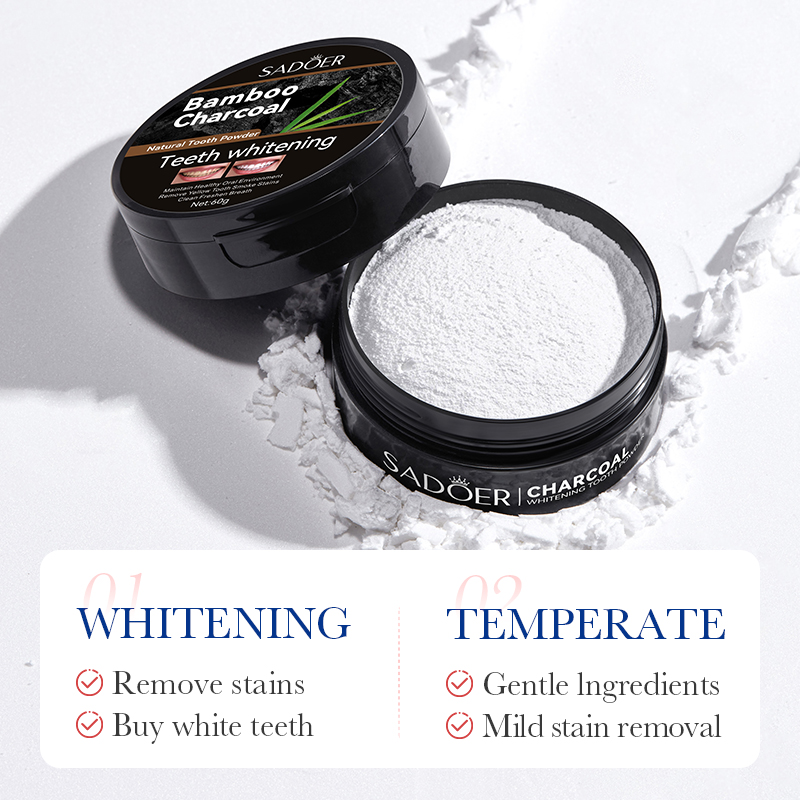 竹炭活性炭ホワイトニング歯磨き粉、息を爽やかにする、黄ばんだ - Teeth Whitening Charcoal Powder のレビューと価格